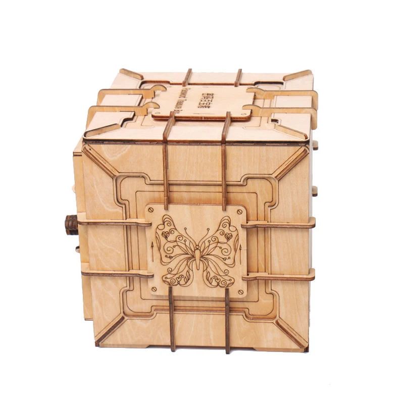 3D деревянная Механическая Коробка С Сокровищами для детей DIY Модель головоломка
