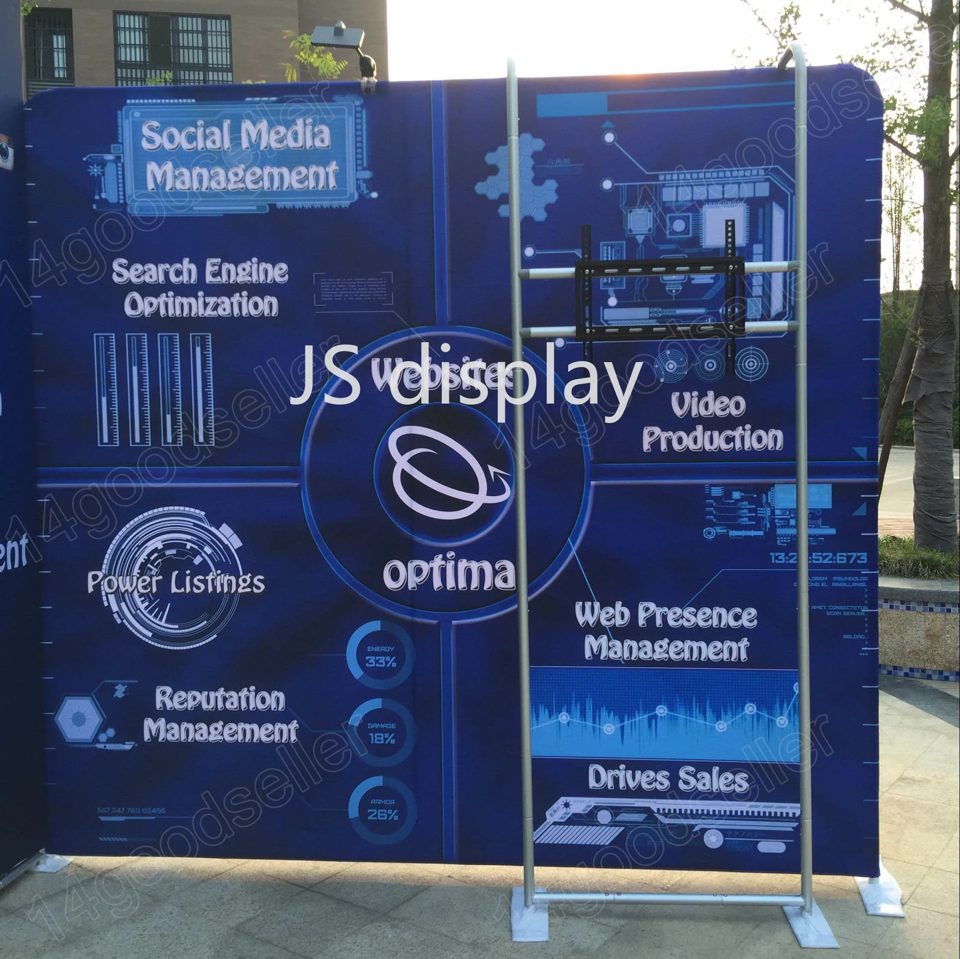 10 футов портативный Натяжной тканевый дисплей для торговой выставки стенд