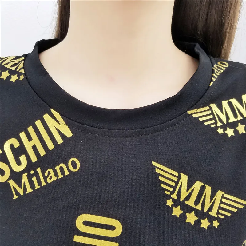 Summer fashion Ms. Leisure bronzing letters short sleeve T-shirt loose waist o-neck women t shirt top tees | Женская одежда