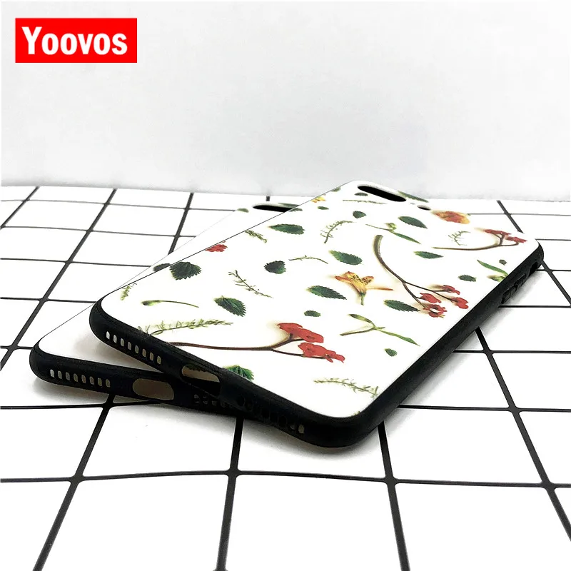 Yoovos 2018 листья цветы чехол для Iphone 7 Чехол IPhone 6 S Plus 8 X оригинальный корпус с ПК