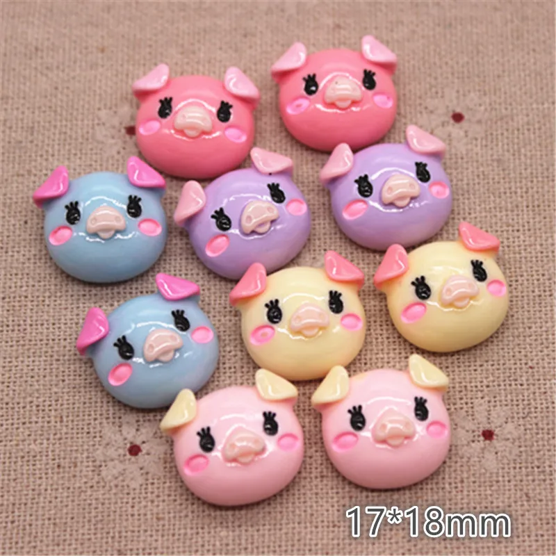 10 шт. 17*18 мм Kawaii Смола в виде поросенка кабошон с плоской задней частью для детская