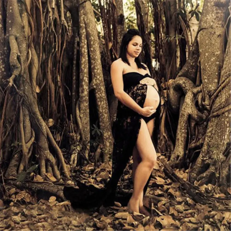 New Women Pregnant Maternity Clothing Dress Off Sleeve Lace Long Maxi For Photography Props Shoot |