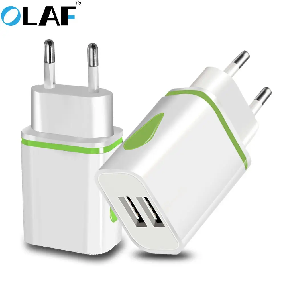 Olaf Dual USB зарядное устройство 5V2A LED EU адаптер настенное для Apple iPhone Samsung Xiaomi Huawei micro usb