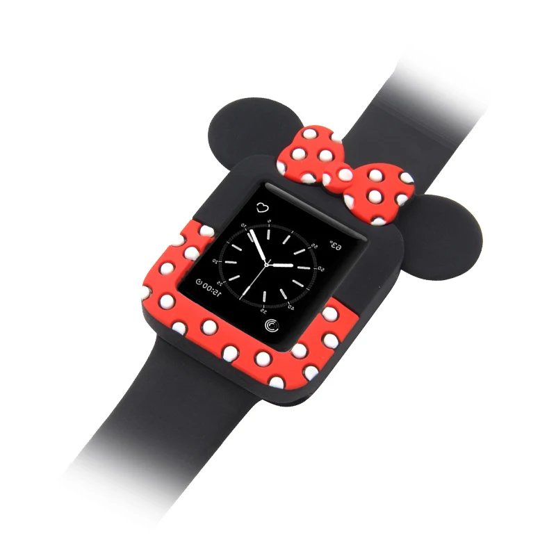 Часы с рисунком Minnie на циферблате чехол для Apple Watch 3 2 1 мультяшный защитный чехол для iwatch 38 мм 42 мм бампер милые уши Микки Мауса мягкий чехол