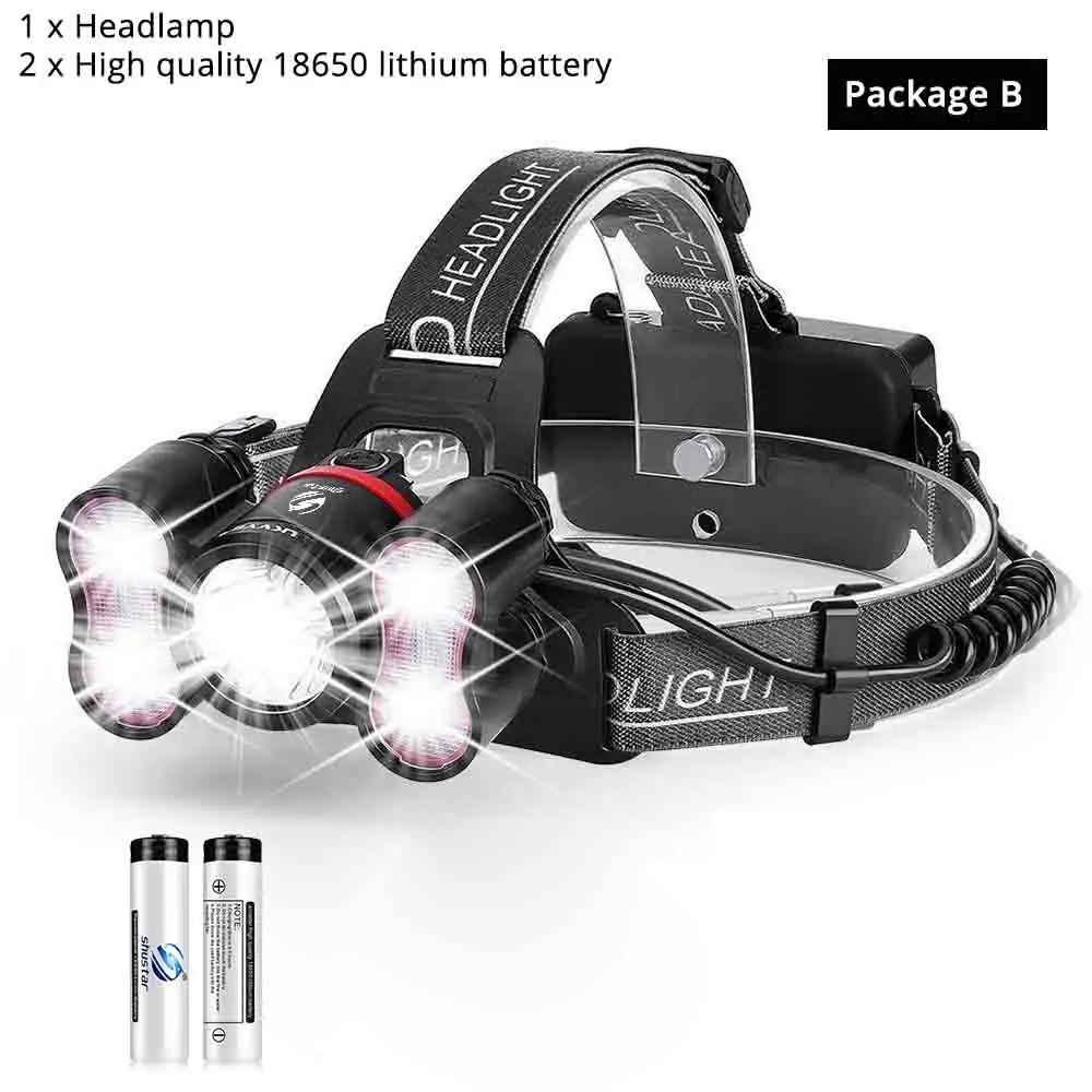 Package B Супер яркий светодиодный налобный фонарь-1 шт. T6+ 40x2835 светодиодный головной светильник 4 светильник ing режимов с интеллигентая(ый) светильник зондирования для кемпинга Рыбная ловля - Испускаемый цвет: Package B