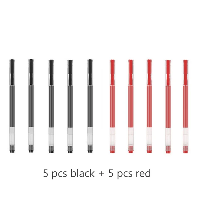5pcs black and red Xiaomi Mijia гелевая ручка 0,5 мм пуля Гладкий супер прочный пишущий знак ручки для школы и офиса MiKuni японская чернильная ручка - Цвет: 5pcs black and red