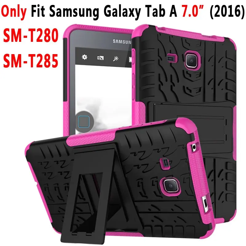 hot pink Гибридная армированная стойка силиконовый чехол для планшета для Samsung Galaxy Tab A A6 7,0 дюймов T280 T285 SM-T280 SM-T285 защитный корпус - Цвет: hot pink