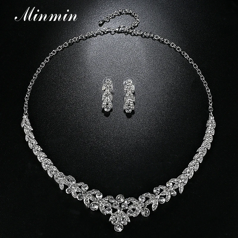 Комплект из колье и серёг с кристаллами | Украшения аксессуары