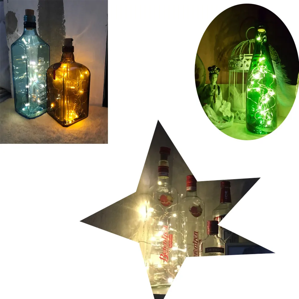 

Wine Bottle LightC 1M 2M Cork Shape Battery Copper Wire led String Lights for Bottle DIY Christmas Wedding Holiday Ramadan