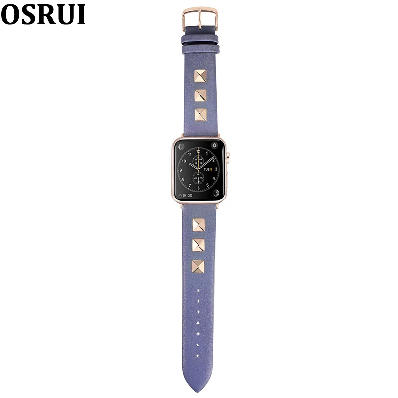 Кожаный ремешок для apple watch band 4 correa 44 мм 40 мм iwatch 38 мм 42 мм серия 4 3 2 браслет с заклепками аксессуары для apple watch