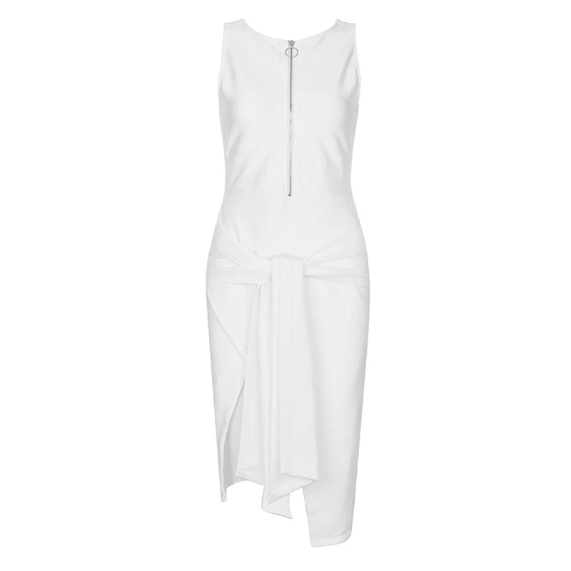 

INDRESSME Women Sexy Lace Up Zipper Sleeveless Bandage Dress Bodycon Mini Dress Party Club Dress Vestidos 2019 New Summer Lady