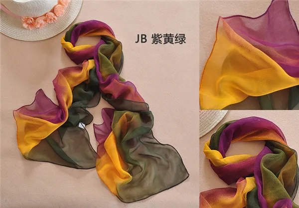 Длинная шифон градиент шелк шарф для женщины весна осень 160 * 50 см|silk scarf dying|silk winesilk