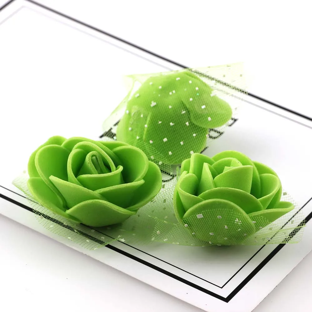 green 50 шт., 4 см, искусственные цветы из пенопласта в виде Розы, Многофункциональное использование для свадебного украшения, аксессуары для крапбукинга, венок, факракрафт, цветы - Цвет: green