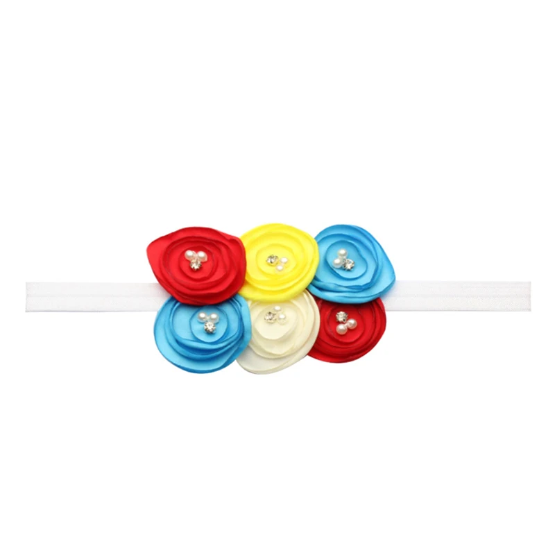 Hot Sale Lovely Girls Three Little Flowers with Rhinestone Elastic Hairband Hair Wear Headwear Head Band Kids Accessories | Детская