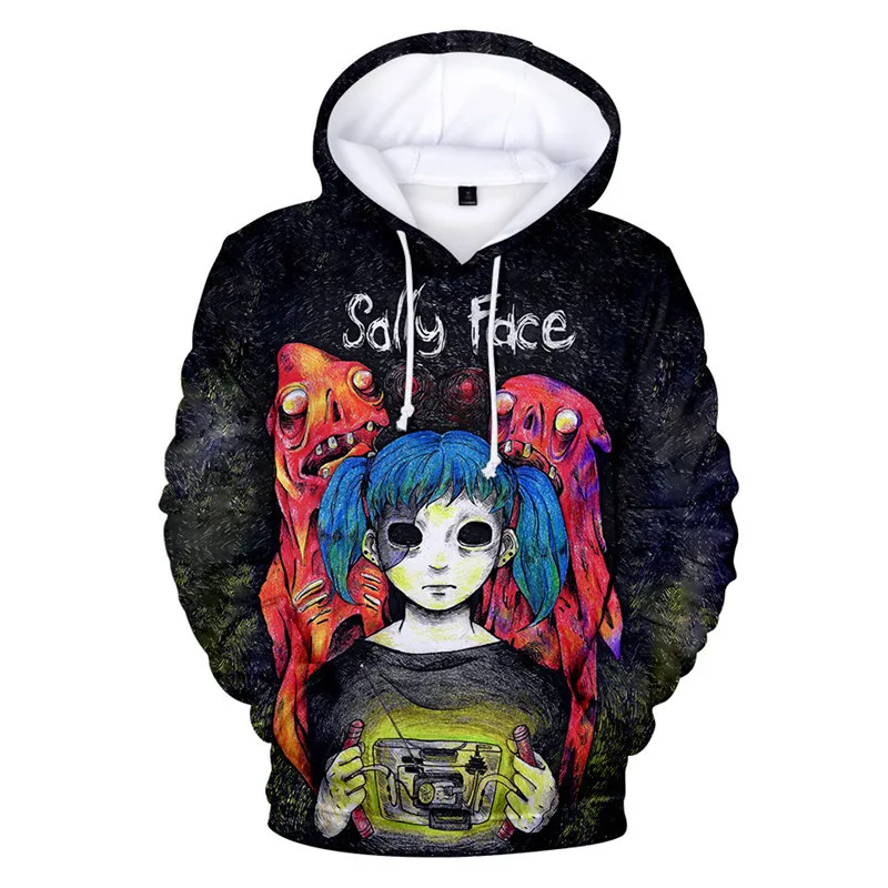 Игра Салли лицо Хэллоуин Маска Латекс Косплей маски Костюм SallyFace синий парик зажим для волос конские хвосты парики крышка - Цвет: Pullovers 8