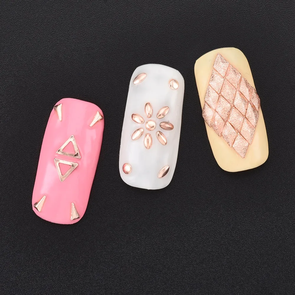 

1 Box Rose Gold Nail Decoration Set Mixed Designs Rhinestones Sticker Manicure Nail Art Tools