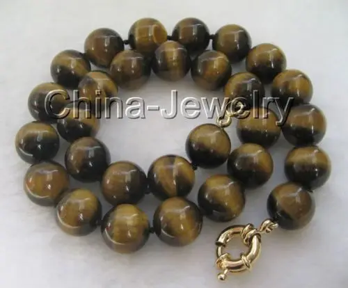 

FREE shipping> >>>Gorgeous 16mm natural perfect round tiger eye necklace