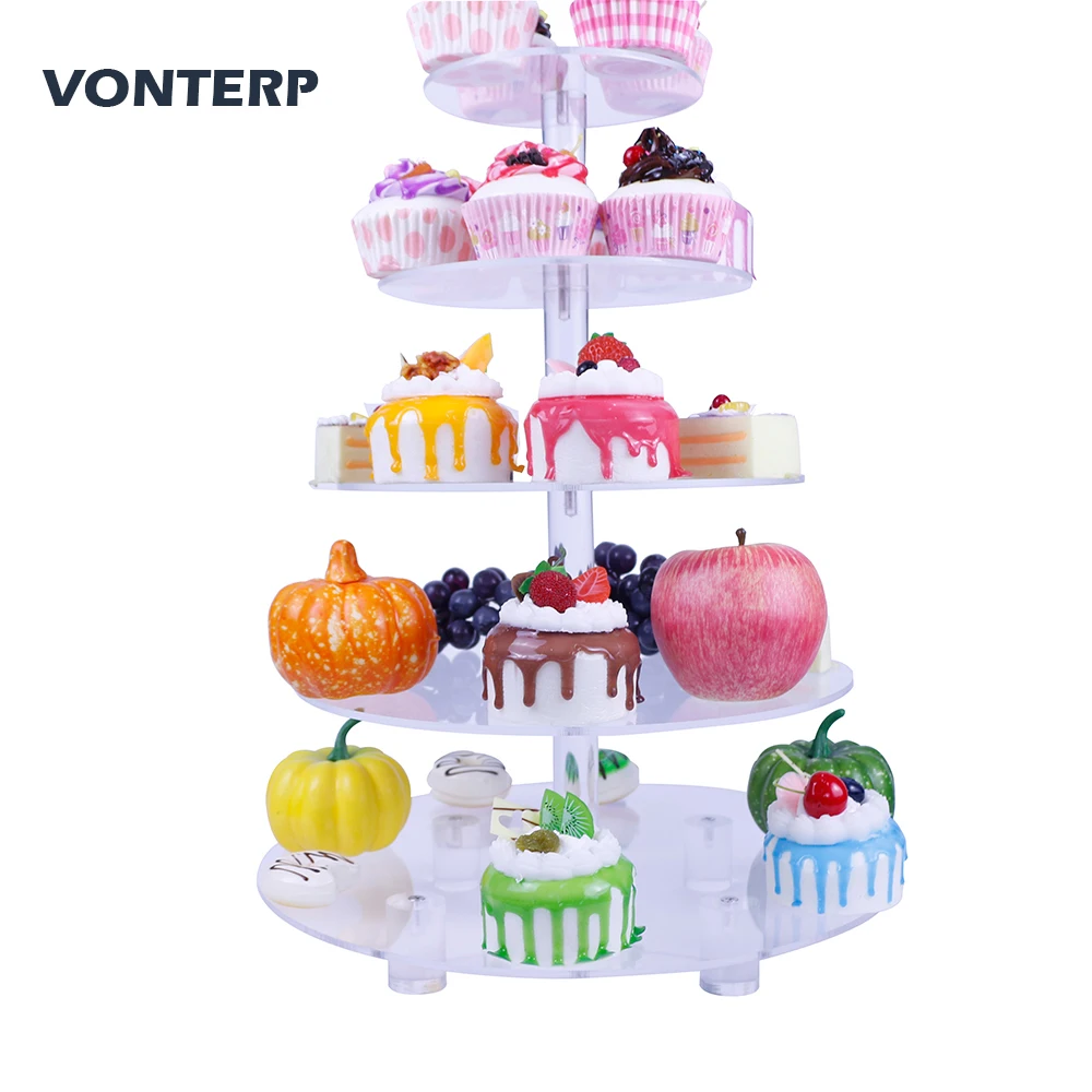 

HMROVOOM Round 5 Tier clear Acrylic Cupcake Display Stand /acrylic cake stand with base