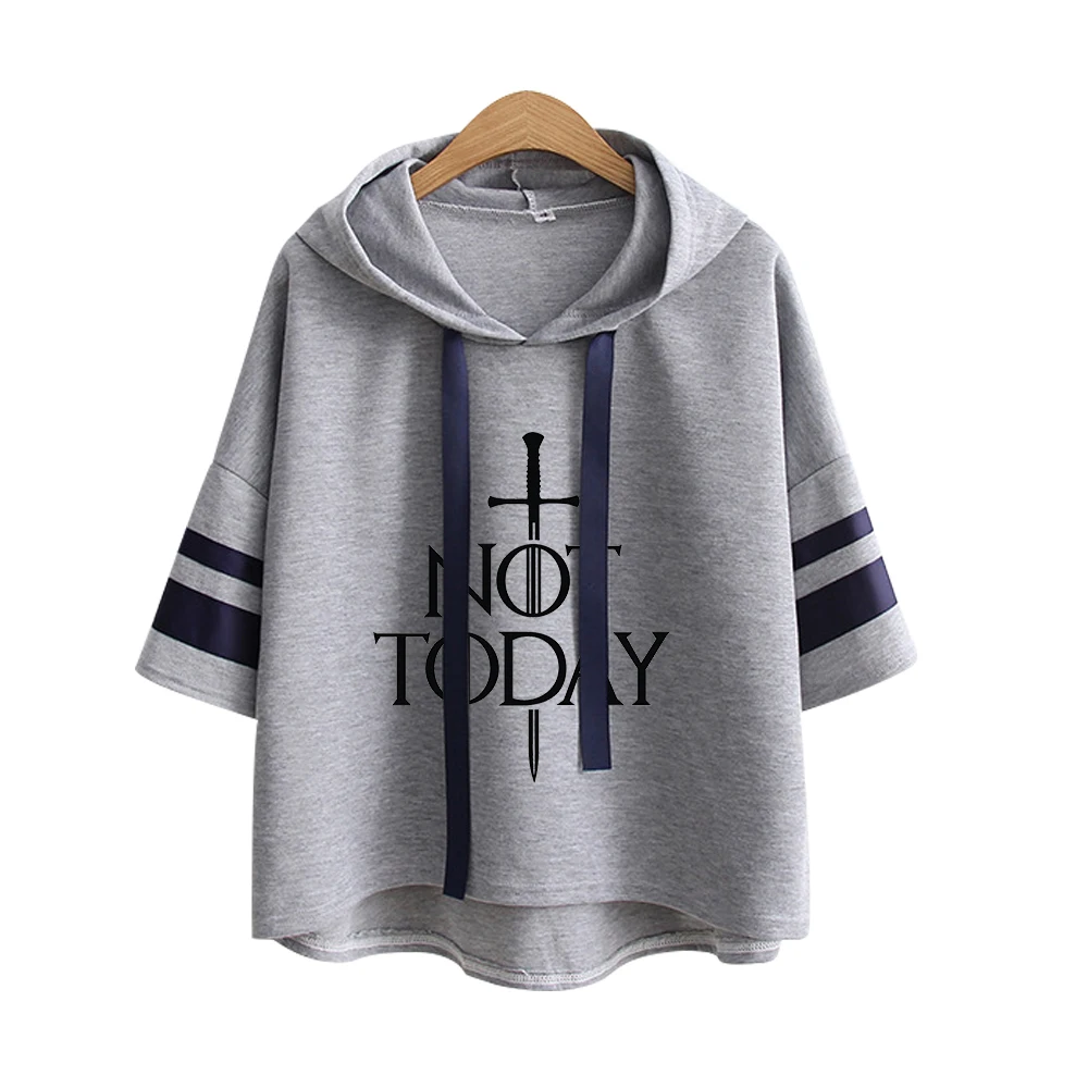 Not Today Fashion Printed Three Quarter Hooded Tshirts Women Summer Short Sleeve T-shirt 2019 Hot Sale Casual Streetwear Clothes | Женская