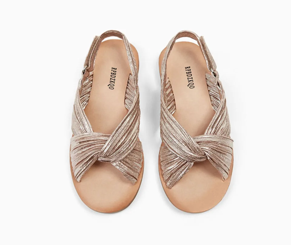 Лето дизайнер женские сандалии плоские случайные Slingback ремень удобный пляж лук дамы обувь день отдыха галстук-бабочка большой размер Лето квартира