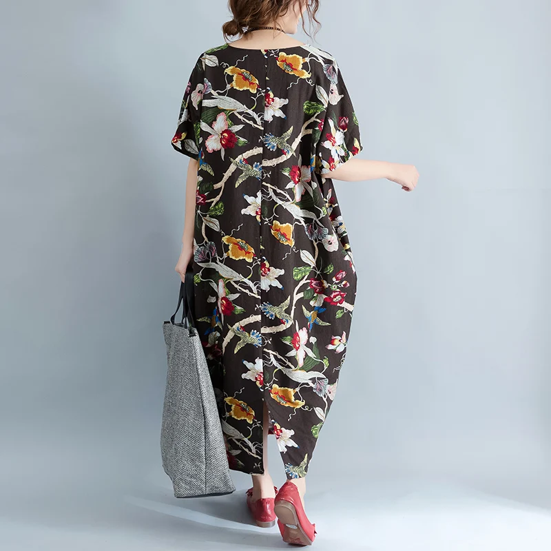 Vestido 3XL 4XL 5XL 6XL 7XL летнее женское платье Этническая Стиль цветок печати Винтаж v
