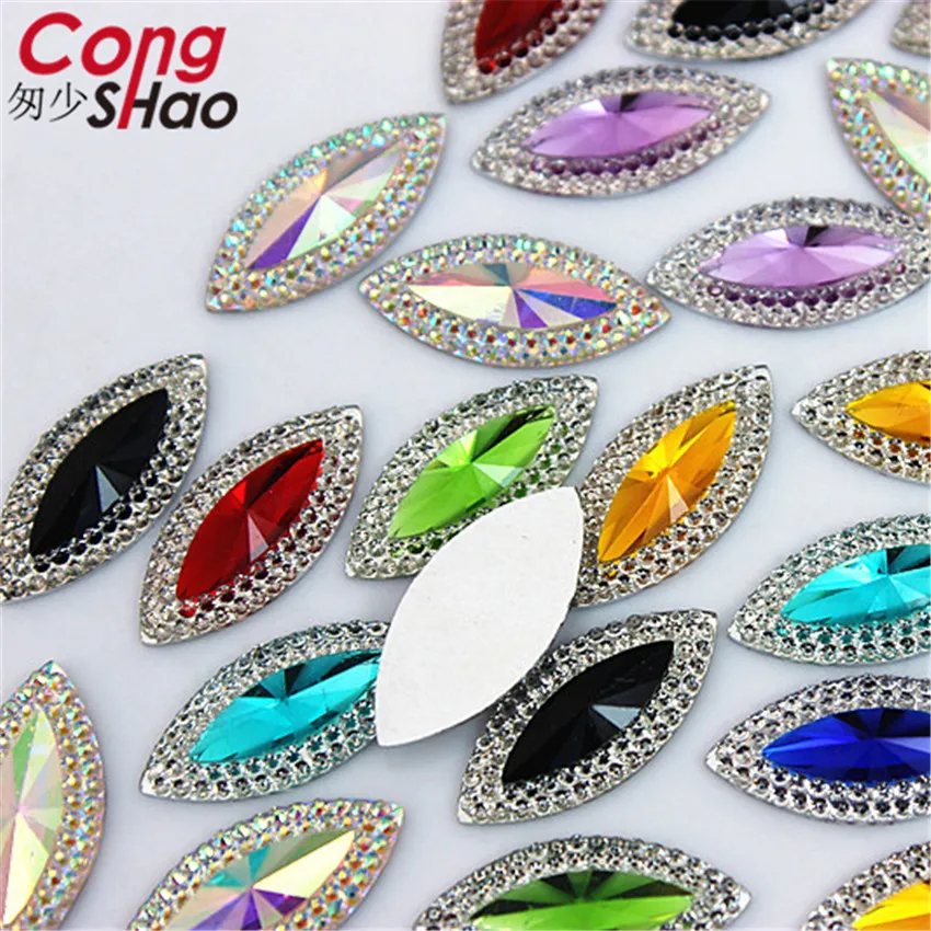 Cong Shao 300 шт. 9*20 мм Красочный конский глаз с плоской задней стороной смолы Стразы
