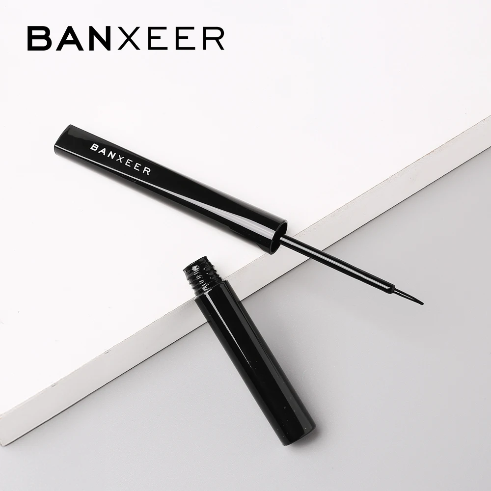 BANXEER подводка для глаз, 2 кисти, водостойкий макияж для глаз, черная жидкая подводка для глаз, карандаш для макияжа, косметический карандаш