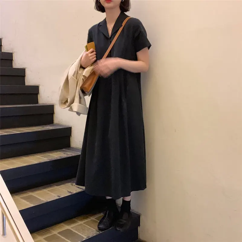 Повседневное винтажное длинное платье Alien Kitty с коротким рукавом и высокой талией