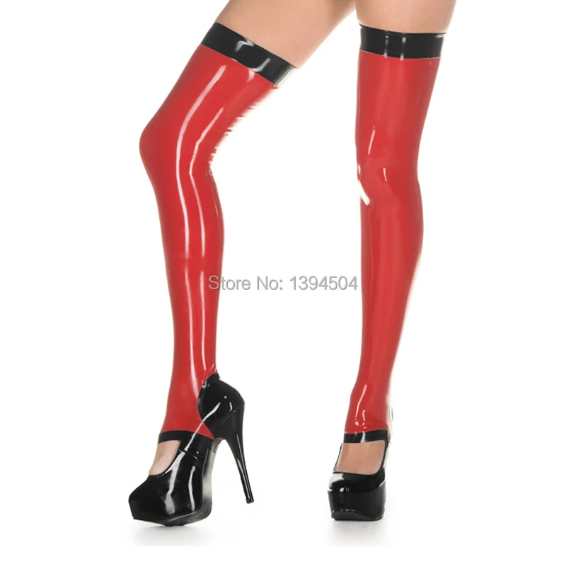 Экзотические готические женские латексные красные с черной отделкой пятки