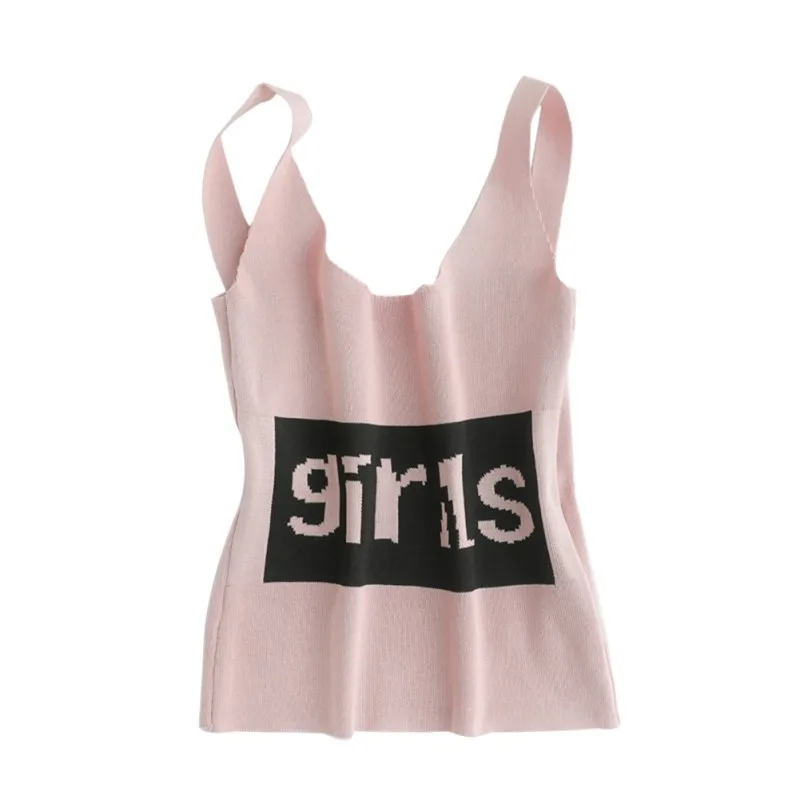 Майка женская трикотажная без рукавов с круглым вырезом и надписью | Женская