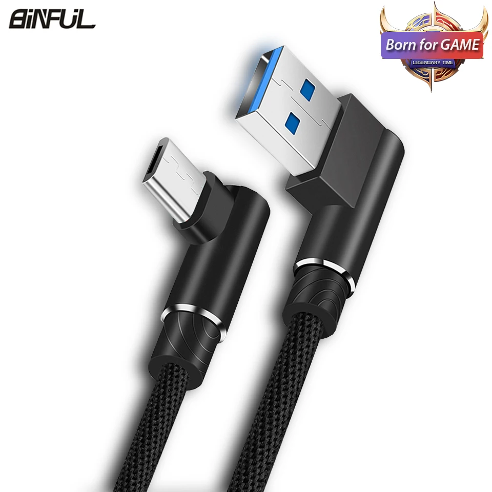 1 м/2 м/3 м 90 градусов Micro USB V8 мобильный телефон игровой зарядный кабель для Samsung Huawei