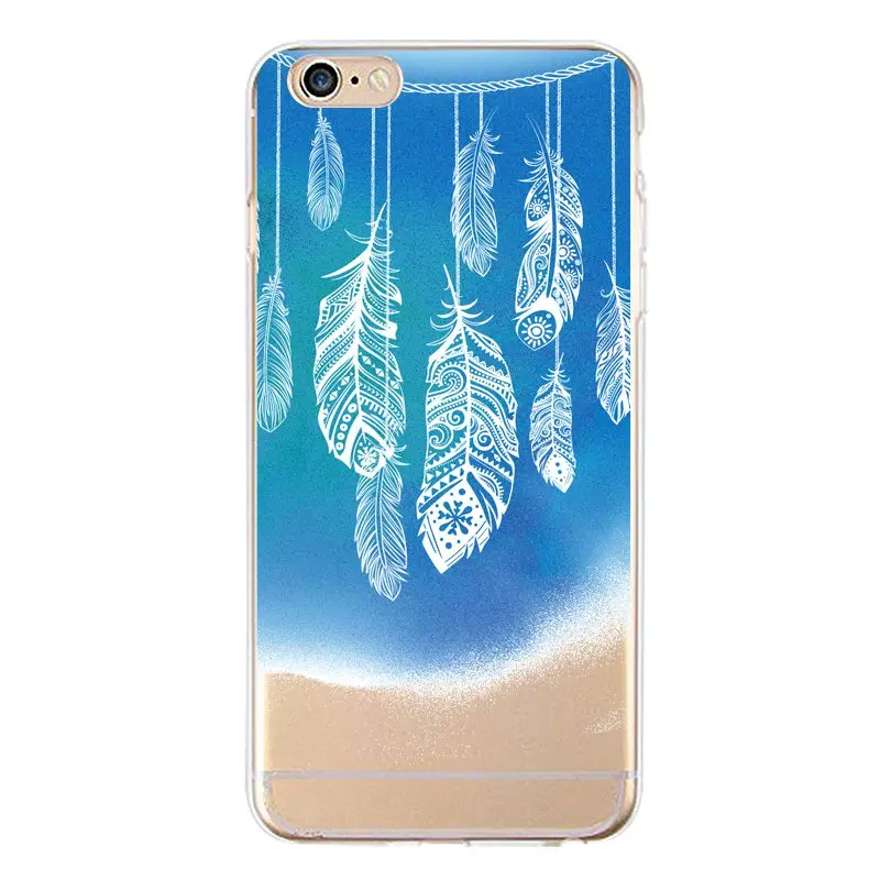 Leaf Soft Clear TPU Phone Case For iPhone 4/4s 5 5s 6 6plus 7 8plus x Silicone Feather Printed Shell BagFree Shipping | Мобильные