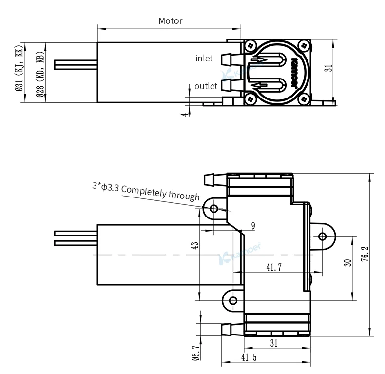 Kamoer 12В/24В KVP8 Plus DC вакуумный насос с использованием геотермальной энергии(кисть для консилера/с бесщеточным двигателем постоянного тока, воздушный насос, высокая Давление