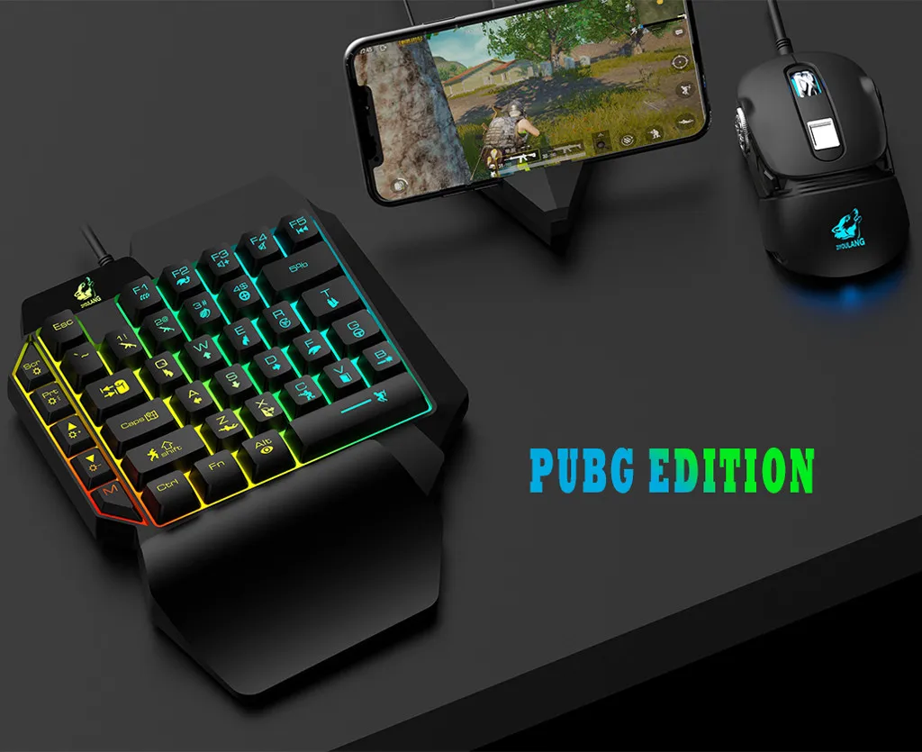 VOBERRY T15 кабель игровая клавиатура с светодиодный Подсветка; большие размеры 39-ключ без посторонней помощи пленочная клавиатура игры Micromanipulation Мышь