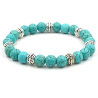white stone men woman bead bracelet charm bangle natural beads bracelet 7 reiki chakra healing balance bracelet
