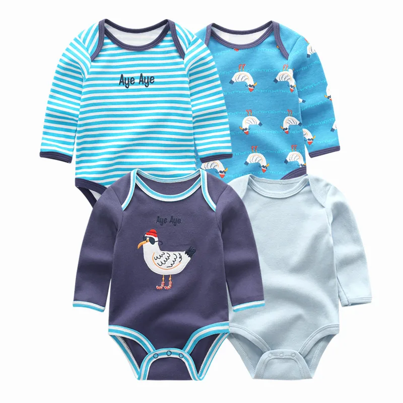 4 PCS/LOT 2018 newborn winter long Sleeve Boys&ampGirls Roupas de bebe Baby Clothing sets 100%Cotton Rompers | Детская одежда и