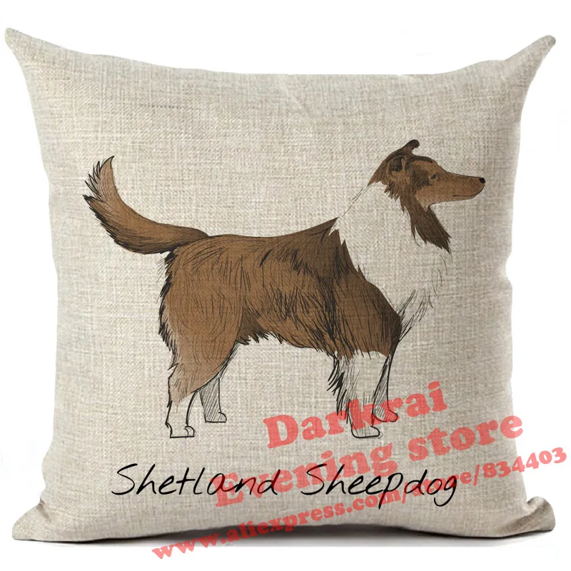 6 Cushion Cover Labrador Corgi Doberman Printed Linen Pillows Cover Car Sofa Decorative Throw Pillows Home Decoration Pillow Case - Цвет: 6