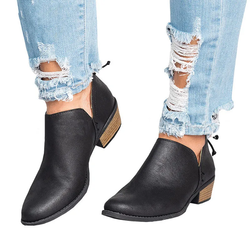 Осенняя обувь женские ботинки из искусственной кожи женская Модные ботильоны