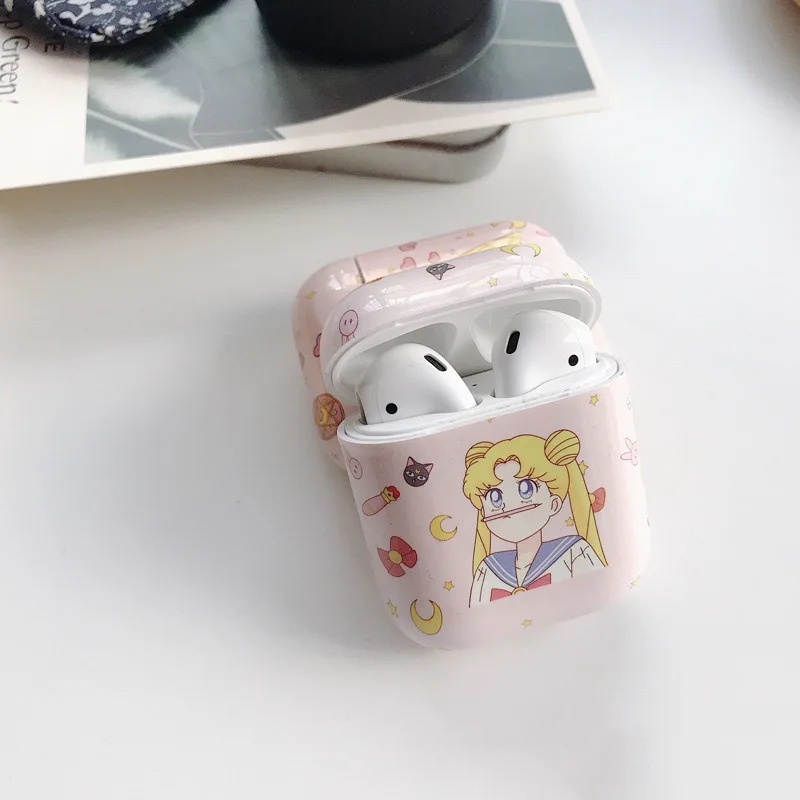 Жесткий чехол с рисунком Сейлор Мун для Apple Airpods 1 чехол защитный чехол Bluetooth беспроводной чехол для наушников зарядная Коробка Чехол Сумки - Цвет: Красный