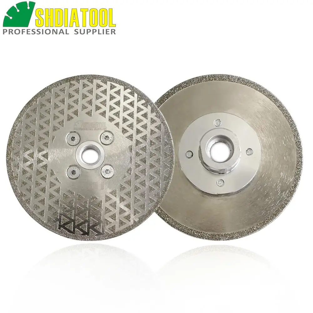 

SHDIATOOL 2pcs 5"/125mm Single Sided Electroplated Diamond Cutting & Grinding Discs For Marble And Granite With M14 Flange Blade