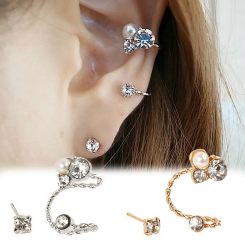 

Single Korean Fashion Jewelry Personality Statement Earrings Elegant Pearl Earrings Bohemian Women's Crystal Earrings