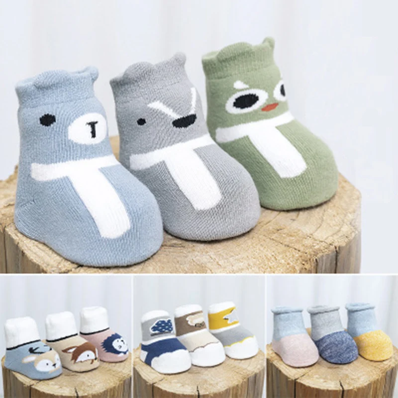 Носки для малышей хлопковые носки новорожденных девочек и мальчиков махровые