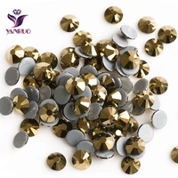 yanruo rhinestones gold aurum strass hot fix crystal golden color hotfix heat iron on dress shoes glass sewing rhinestones