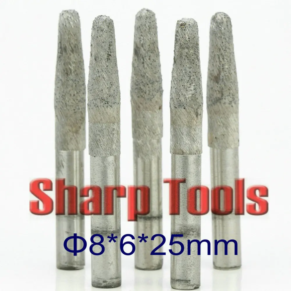 8x6x25MM Tapered Ball Nose Endmill Sintered Diamond Milling Cutter Router Bits for Granite Stone Carving Cone CNC Engraving Tool