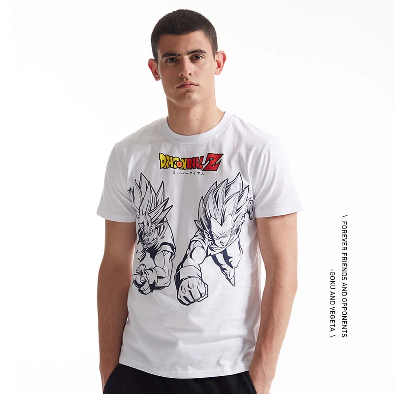 TEE7 человек Топ короткий рукав Футболка для Dragon Ball Z Аниме костюм хлопок печатных мужской Повседневное модные Размеры M-3XL футболка ткань