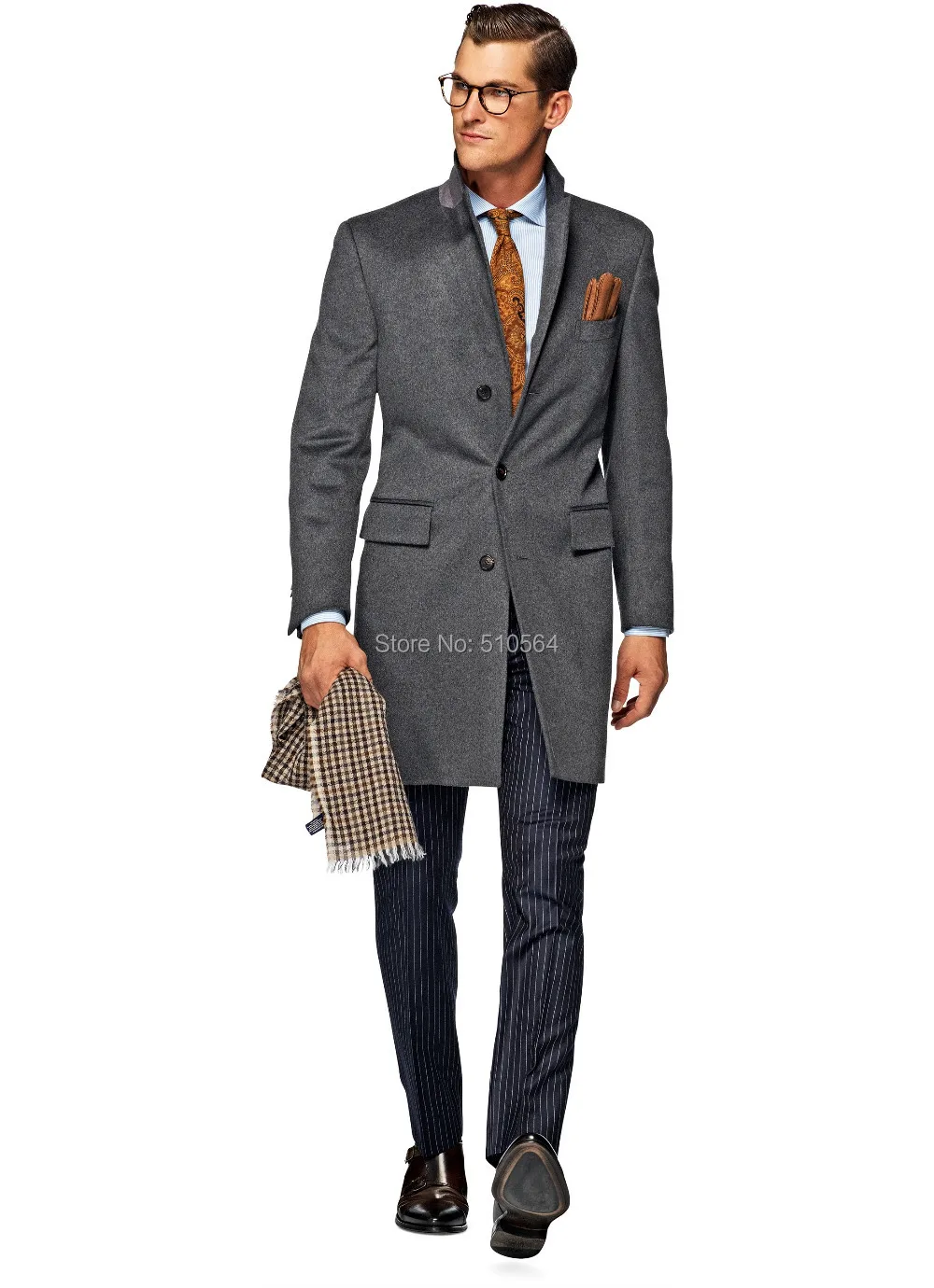 Бесплатная доставка изготовленная на заказ Мужская Серая шерстяная кашемировая