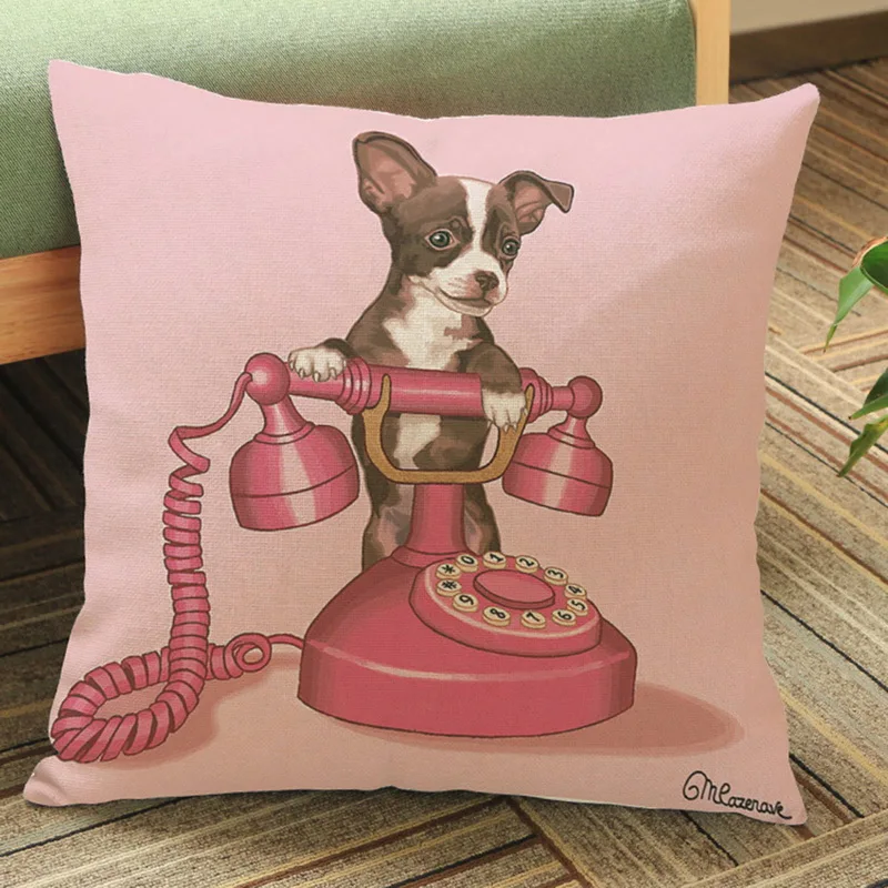 Hoomall французский Мопс чехол для подушки с принтом из хлопка и льна Декоративные