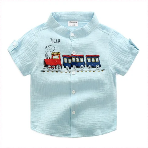 Детская хлопковая рубашка с короткими рукавами 2017 г. Летняя Повседневная для