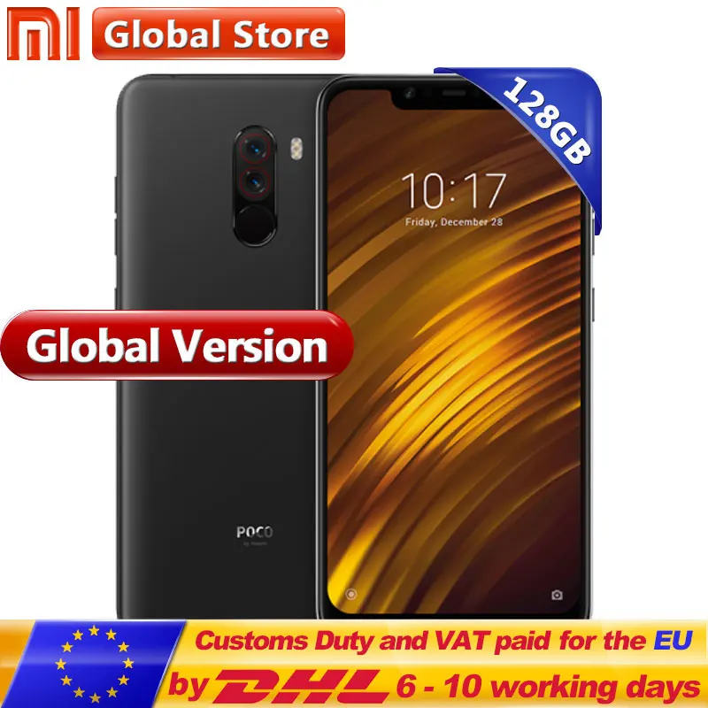 Global Version Xiaomi POCOPHONE F1 128GB 6GB Snapdragon 845 POCO Mobile Phone 4000mAh AI Dual Camera 6.18&quot Full Screen |