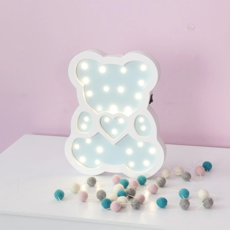 Креативные светодиодные деревянные повесить трубку с милым медведем Детские для